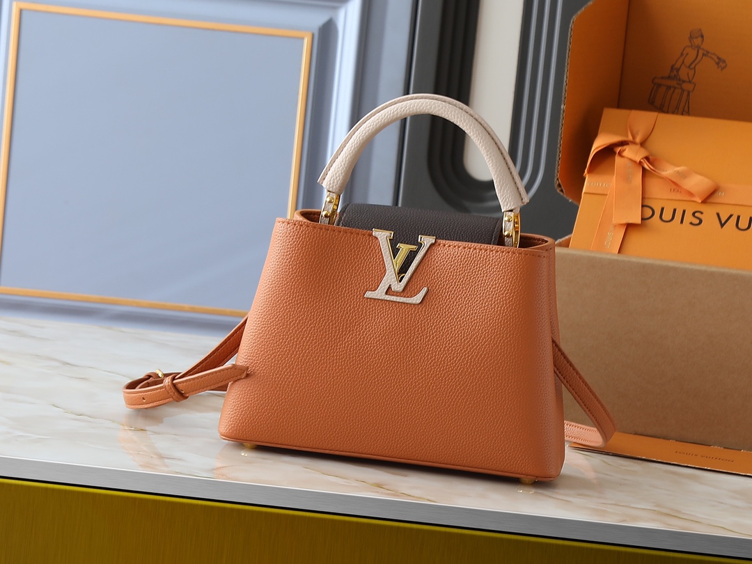 LV Classic Handbag Monogram Canvas LV Logo Detail Street Style Limited